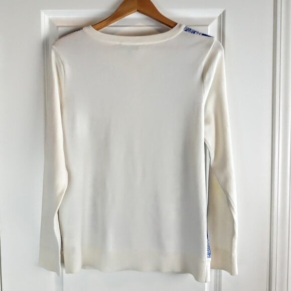 C Wonder Cream Blue Black Floral Cardigan NWOT - Picture 2 of 5